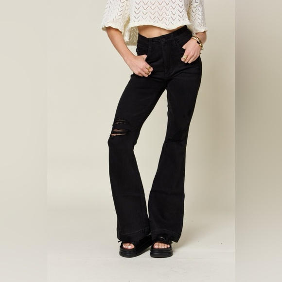 Judy Blue High Waist Distressed Flare Jeans - Picture 3 of 6